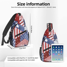 NiuKom Watercolor USA Flag Sling Bag for Women Crossbody Shoulder Bag Casual Daypack Backpacks Men Chest Bag Gym Cycling Travel Hiking