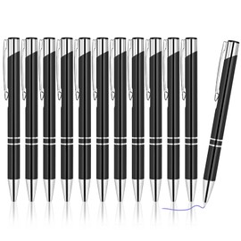 AUAUY Retractable Ballpoint Pens, Pack of 12 Premium Retractable Ballpoint Pens, Blue Ink, Metal Pens, Click Ballpoint Pens for School, Office Supplies, Gift, Desk, Employees, Graduation, Anniversary