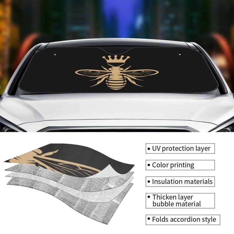 Queen Bee Retro Windshield Sunshade for Car SUV Truck Foldable