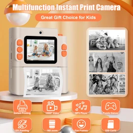 Kids Camera Instant Print 1080P HD Video Digital Camera with 32G Card & Print Paper and 2.0 Inch Screen, Perfect for Photography, Videography & Selfies, Ideal Toy Kids