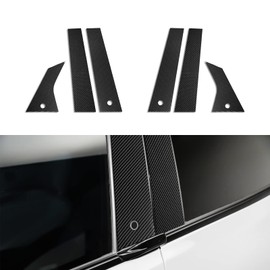 6PCS Carbon Fiber Decals Window Molding Trim B-Pillars Sticker Compatible with Ford Mustang Mach E 2021 2022 Car Accessories