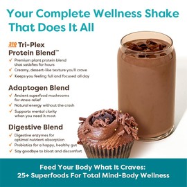 310 Nutrition Organic All-In-One Meal Replacement Shake Powder - Plant-Based Protein Smoothie Blend w/Fiber, Probiotics & Adaptogens - Low Carb, Vegan, Keto & Paleo - Chocolate - 28 Servings