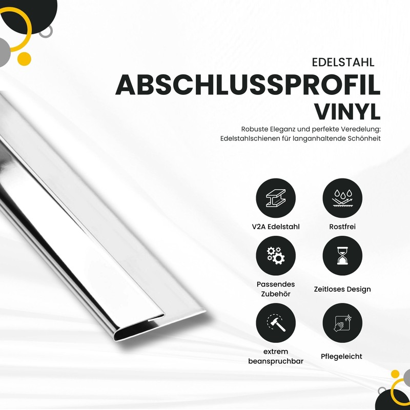 Vinyl Ending / Edging Profile Stainless Steel V2A L250 cm
