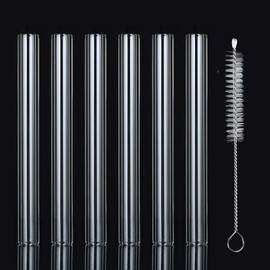 6 Pcs Borosilicate Glass Tube 12mm OD 2mm Thick Glass Blowing Tubes with Cleaning Brush (4 Inch)