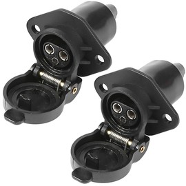 ETUKER 2 x 12 V 25 A Waterproof Trailer Socket 3-Pin for Tractor, Truck, RV, Car, 3-Pin Trailer Socket, Robust
