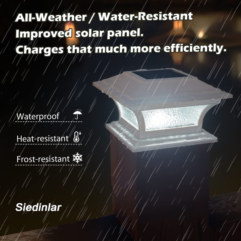 SIEDiNLAR Solar Post Lights Outdoor Glass LED Fence Cap Light