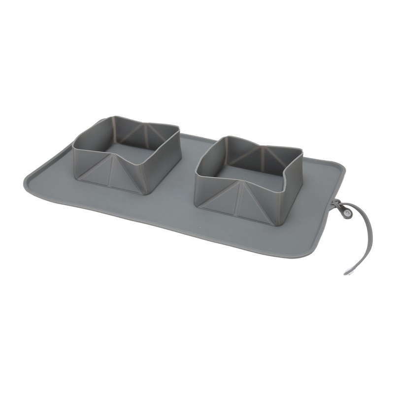 Silicone Double Bowl Dog Mat Foldable Anti Slip Pet Food
