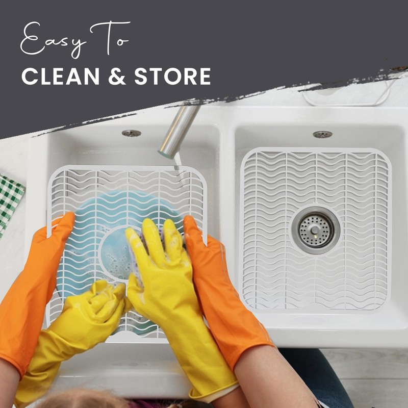 DecorRack White Sink Protectors for Kitchen, Plastic 12" x 11"