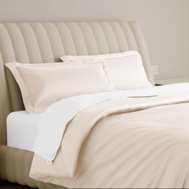 Carressa Linen 100% Egyptian Cotton Duvet Cover Oversized King Size - 800 Thread Count 3 PC Duvet Cover Set, Extra Long Staple Cotton Quilt Cover, Soft, Breathable with Hidden Zipper Closure - Ivory