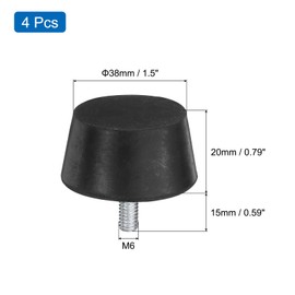 sourcing map 4Pcs Thread Adjustable Levelling Feet, 1.5" x 0.79" Rubber Furniture Feet with M6 x 15mm Studs for Table Chair Feet Floor Protector, Black