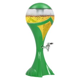 SHZICMY Green 3L Liquor Tower Dispenser, Iced Beverage Dispenser with LED Lights & Removable Ice Tube, Modern ABS & PET Material, Gravity Beverage Dispenser