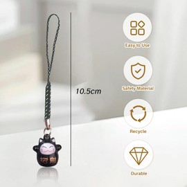 ZGGAZCA 4PCS Lucky Cat Keychain Charm Set Chinese Good Luck Bells Charms Fortune Kitty Phone Keychains Party Favors for Good Health Wealth Feng Shui Decorative Accessories for Luck