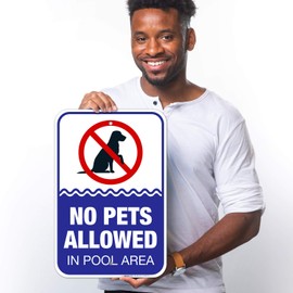Sigo Signs, Pool Sign, No Pets Allowed in Pool Area Sign, 12x18 Inches, 55 mil Thick HDPS (high Density polystyrene), Made in USA