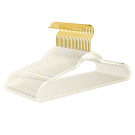 Premium Clear Invisible Acrylic Hangers,Crystal Plastic Hangers with Bling Gold Glitter 20 Pack Ultra Slim & Space Saving Suit Hangers for Coats, Pants & Dress Clothes