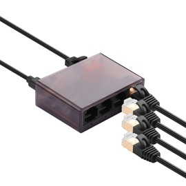 CERRXIAN 1 bis 4 Gigabit Ethernet Splitter, 1000Mbps High-Speed RJ45 Internet Splitter, mit USB Stromkabel, unterstützt die gleichzeitige Vernetzung von 4 Geräten, geeignet für Cat5/5e/6/7/8 Kabel