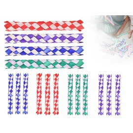 Lhbwhiz Pack of 12 Chinese Finger Traps, Classic Toys Made of Natural Palm Leaves, Cool Birthday Party Favours (Blue, Purple, Green and Red)