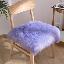 Softlife Square Faux Fur Sheepskin Chair Cover Seat Cushion Pad Super Soft Area Rugs for Living Bedroom Sofa (1.6ft x 1.6ft, Lavender) 1 pack
