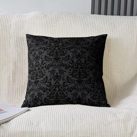 Erosebridal Set of 2 Adults Black Damask Pillow Covers Antique Victorian Baroque Pillow Covers 18x18 Gothic Vintage Floral Throw Pillow Covers Bohemian Exotic Decorative Accent Pillow Cases