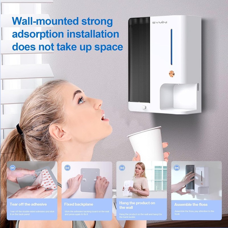 3-in-1 Wall Mounted Mouthwash Dispenser, Touchless Auto Mouthwash Dispenser 1000mL