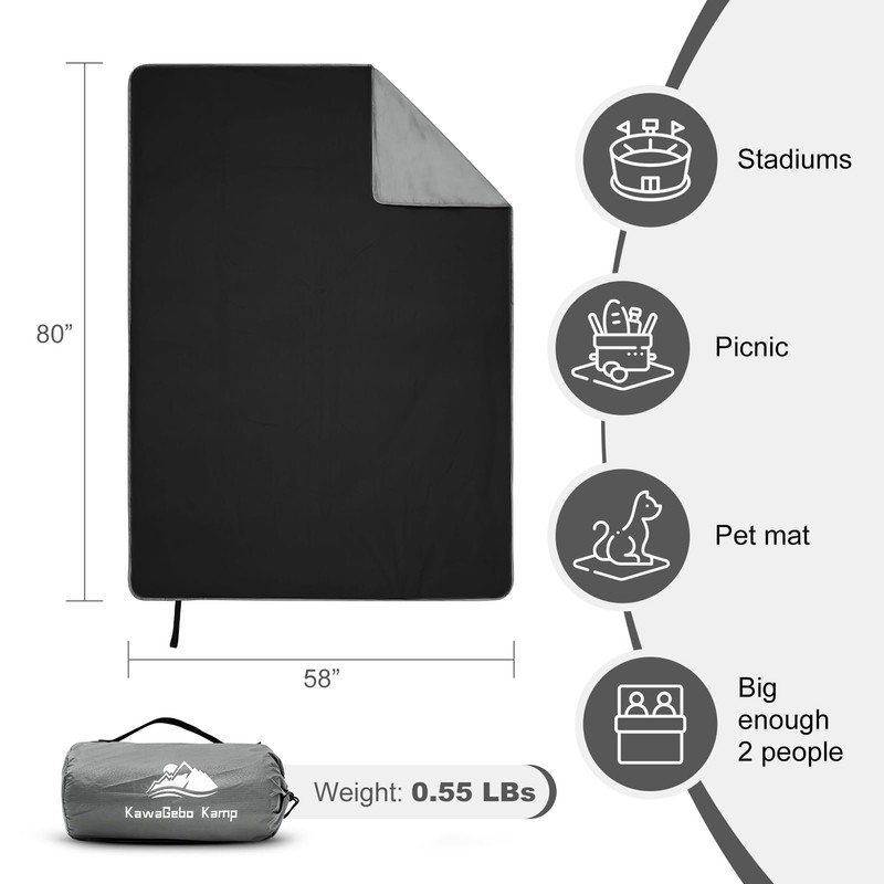 KawaGebo Kamp Fleece Waterproof Outdoor Blanket - Windproof Stadium Blanket