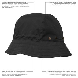 BUILTCOOL Adult Mesh Panel Bucket Cap – Boonie Hatf or Fishing, Camping, and Kayaking - Large/X-Large, Black