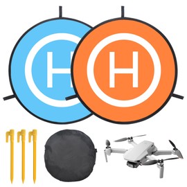 Vesaneae 55 cm Drone Landing Pad, Waterproof Portable Helicopter Landing Mat, Foldable Helipad Accessories Pads with Pegs, Double Sided for RC Drones Helicopter