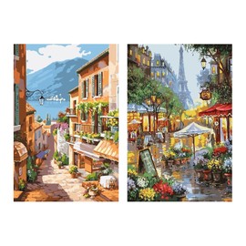 sysiily 2 Pack 5D DIY City Scenery Diamond Painting Kits, Diamond Picture Art Full Drill Gift Wall Decor Crafts Gift