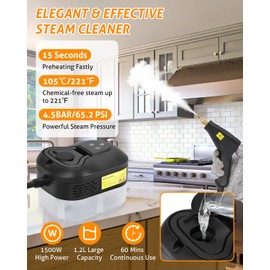 WICHEMI Steam Cleaner Handheld High Pressure Steam Cleaner Car Steamer for Cleaning Portable Steam Cleaner 1500W Electric Steam Cleaning Machine for Home Kitchen Auto Detailing (Black)