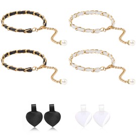 Niuhong 2 Pairs of High-Heeled Shoe Straps, High Heels, Anti-Loose, Elastic High Heels, Shoe Laces, Shoes, Decorative Straps, Non-Slip, Removable Band, Bling Shoe Accessories, DIY (Black Beige, 28 cm)