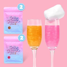 Cotton Candy Glitter Bomb for Drinks, 4 pc Pink Drink Glitter Strawberry Flavor & Gold Glitter Pineapple Flavor, Edible Glitter for Cocktails Sparkling Beverages, Birthday Party Decoration Wedding Supplies