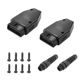 ieron 2 PCS Car OBD2 16 Pin Connector OBDII 16 Pin Male Wiring Adapter with Screw & Shell for DIY Automotive Truck OBD2 Connector Repair and Customization