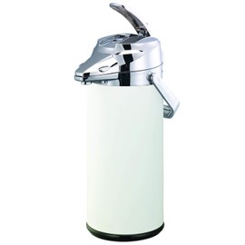 Service Ideas ENALS22SCHWH Signa-air Airpot with Lever Lid, Stainless Steel Vacuum Insulated, 2.2 Liter White