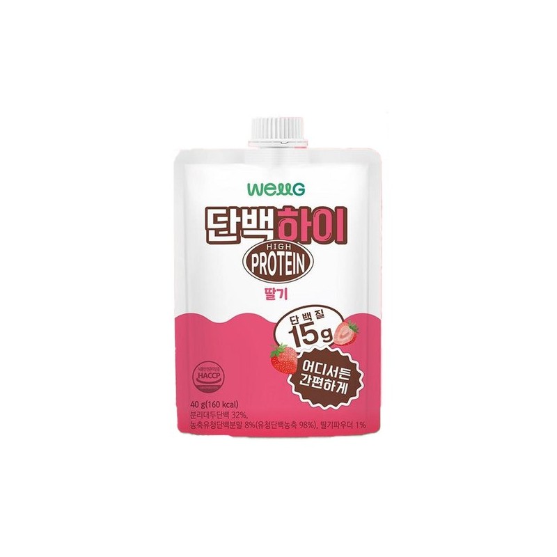 웰그린 단백하이 프로틴 딸기 40g x 10개 Wellgreen Protein Hi