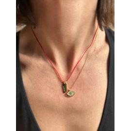 Joy-D 18k Gold Necklace with LUCKY Affirmation Pendant, Elegant String Chain, Inspirational Jewelry for Mindfulness and Positivity, Ideal Gift for Women, Minimalist Design