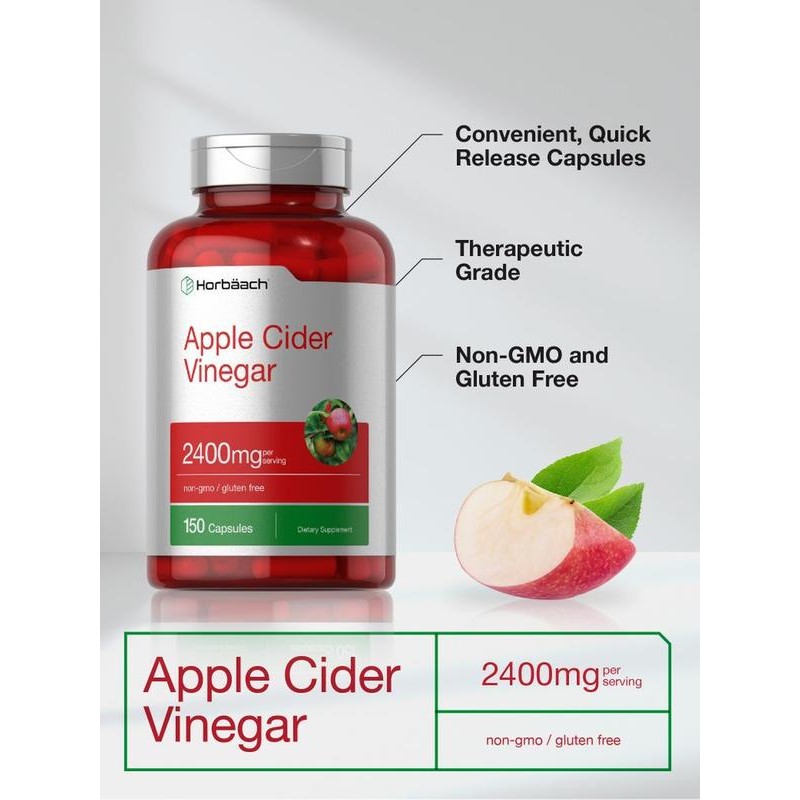 Horbäach Apple Cider Vinegar Capsules | 2400mg | 150 Count