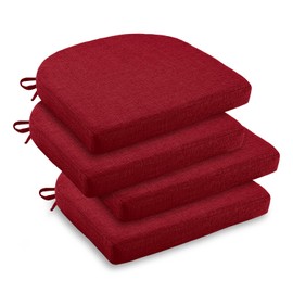 downluxe Indoor Chair Cushions for Dining Chairs, Soft and Comfortable Textured Foam Kitchen Chair Pads with Ties and Non-Slip Backing, 16" x 16" x 2", Red, 4 Pack