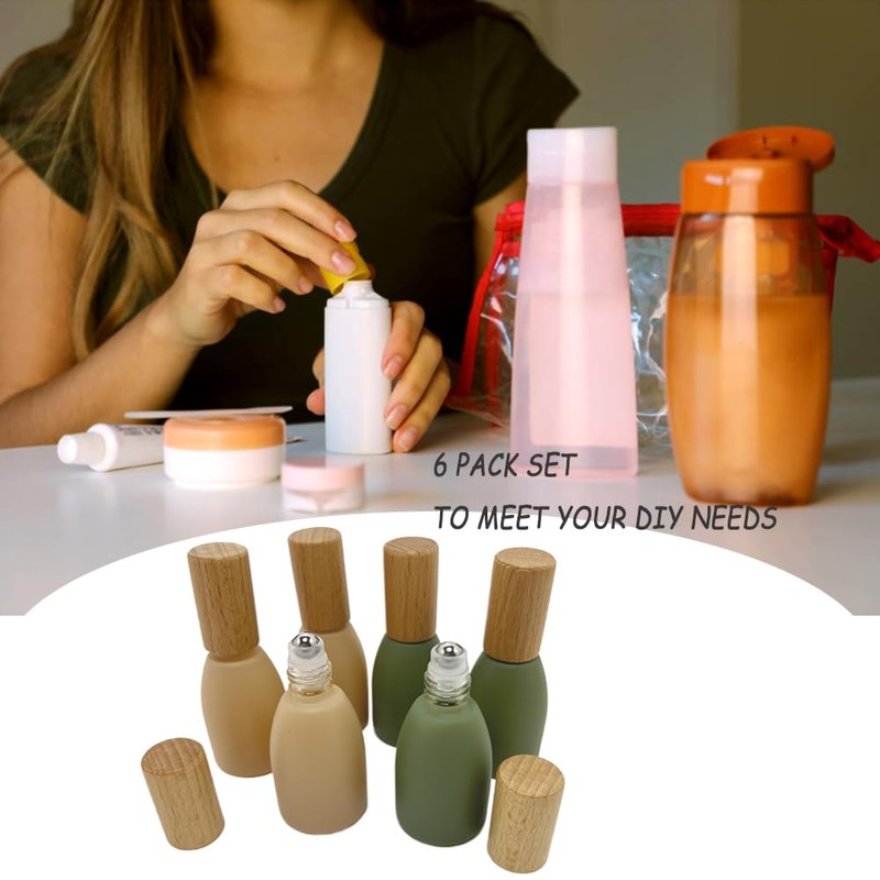 BEECO GIF2U 6Pcs 12ml/0.4 oz Glass Roll On Bottle with