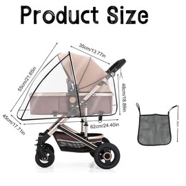 Pushchair rain cover, buggy rain cover, universal rain cover for pram, with pram bag, universal comfort rain cover, waterproof and durable, suitable for most pushchairs