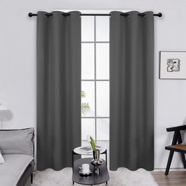 Deconovo Solid Color Room Darkening Thermal Insulated Grommet Blackout Curtain for Kids Bedroom, Dark Grey, 42x95 Inch, 1 Panel