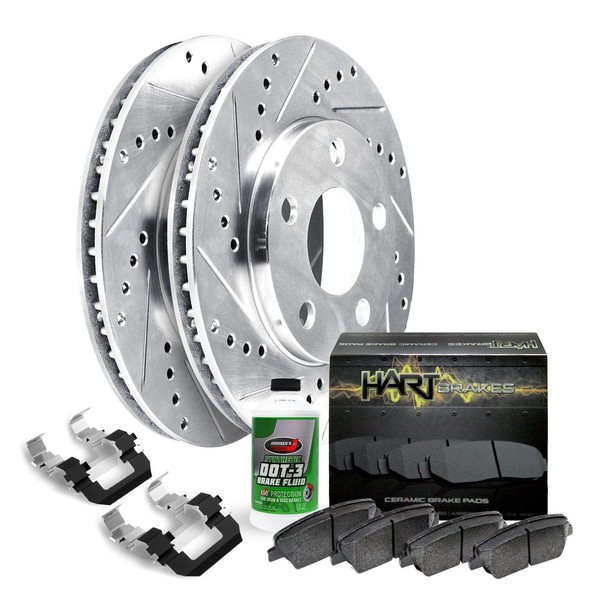 Hart Brakes Rear Brakes and Rotors Kit |Rear Brake Pads|