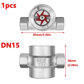 Antrader 1/2"NPT Female 304 Stainless Window Sight Glass Flow Indicator with Impeller,1Pcs (DN15-1/2")