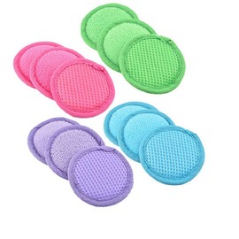 3 PCS Microfiber Facial Scrubbers - Makeup Remover Pad Set - Reusable Cloths Cleansing Pads for Women & Men Eye & Face Wipes Washable Rounds Exfoliating Washcloth Exfoliator for Acne & Blackhead