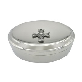 Kiola Designs Textured Ancient Celtic Cross Pendant Oval Trinket Jewelry Box