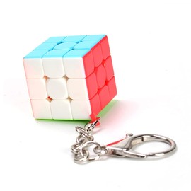 Yealvin Mini Keychain Cube, Mini 3x3 Keyring Cube 3x3 Magic Cube Puzzle Toys Brain Teasers Decorations Gifts