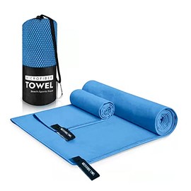 OVEHEL Microfibre towel - compact, ultra lightweight & fast drying travel towel - the perfect sports, gym & beach towel, camping towel and swimming towels (S 40×80cm, Blue)