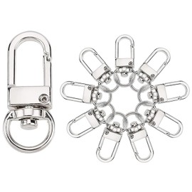 AMUU Nascan, Set of 10, Rotating Hook, 360 Degree Rotation, Accessory, Metal Fittings, One-Touch Key Holder, Silver
