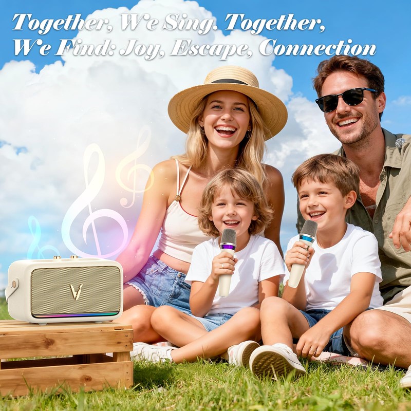 Karaoke Machine with 2 Wireless Mics & Soft Leather Wrap