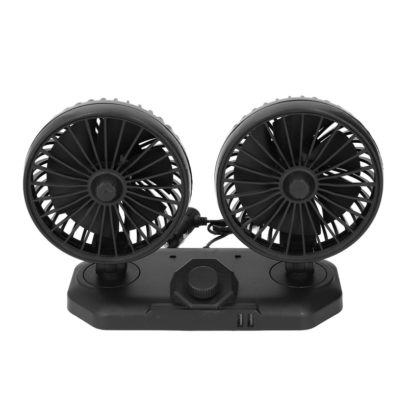 Car Fan Dual Head 24v 360° Adjustable Powerful USB Car