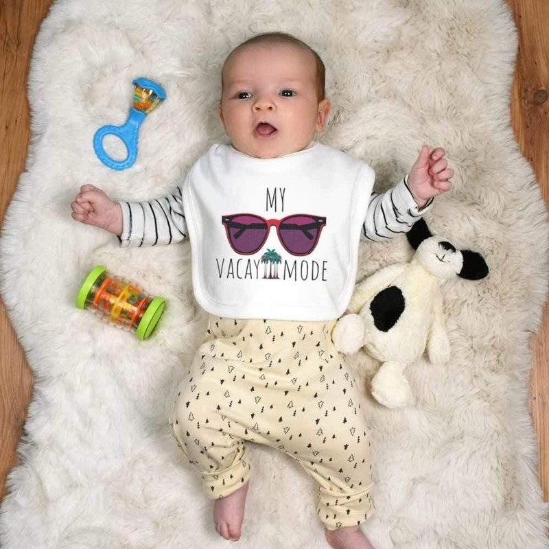Azeeda 'Vacation Mode With Sunglasses And Palms' Soft Cotton Baby