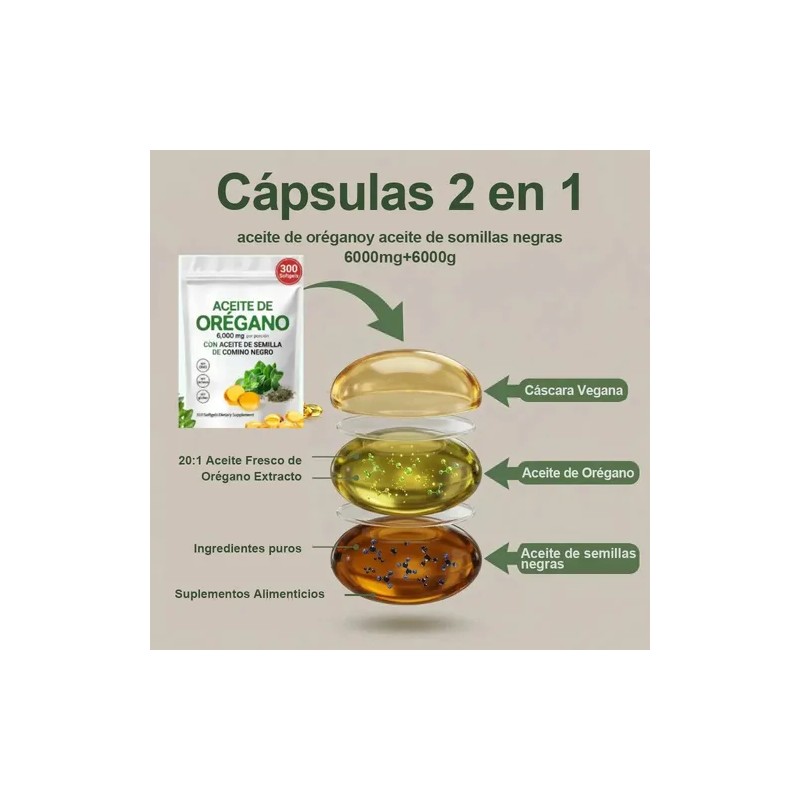 Aceite De Oregano 6000mg 300 Capsulas Blandas Bienestar Puro
